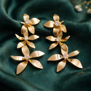 Triple Flower Rhinestone Drop Earrings by RichMade